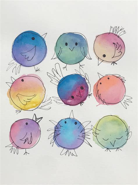 Download Free Watercolor Doodle Birds | Set of 12 DXF Files