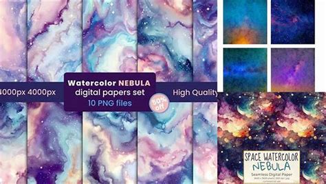 Download Free Watercolor Nebula Digital Paper Cut Files