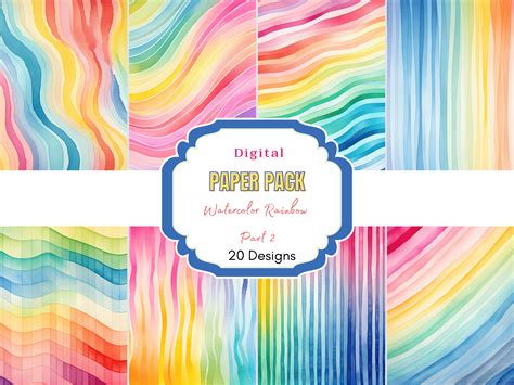 Download Free Watercolor Rainbow Pattern Digital Papers Commercial Use Free PSD Mockups