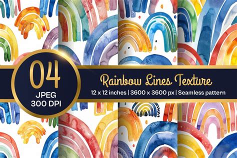Download Free Watercolor Rainbow Pattern Digital Papers DXF Files