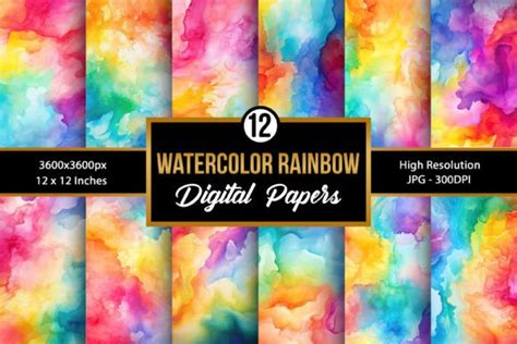 Download Free Watercolor Rainbow Pattern Digital Papers For Crafts