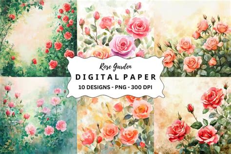 Download Free Watercolor Roses {Printable Digital Papers} DXF Files