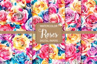Download Free Watercolor Roses {Printable Digital Papers} For Crafts