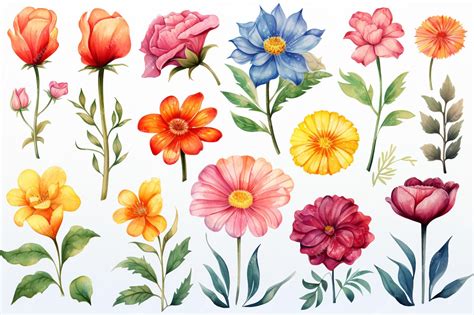 Download Free Watercolor flowers set Cut Files