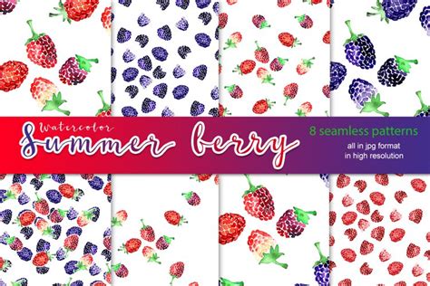 Download Free Watercolor summer berry patterns Files