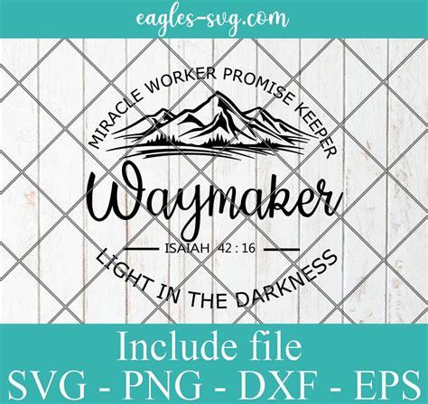 Download Free Waymaker Isaiah 42:16 Promise Miracle Cut Files