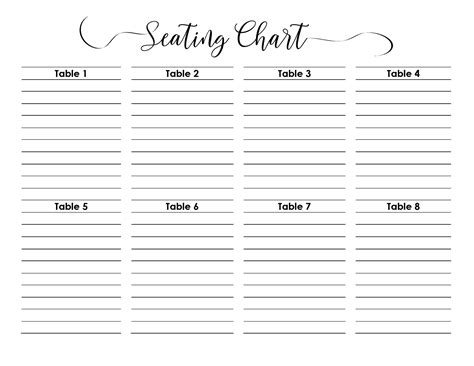 Free Wedding Seating Chart Template Microsoft Word