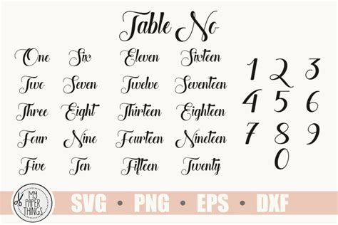 Download Free Wedding Table Numbers SVG Bundle Files