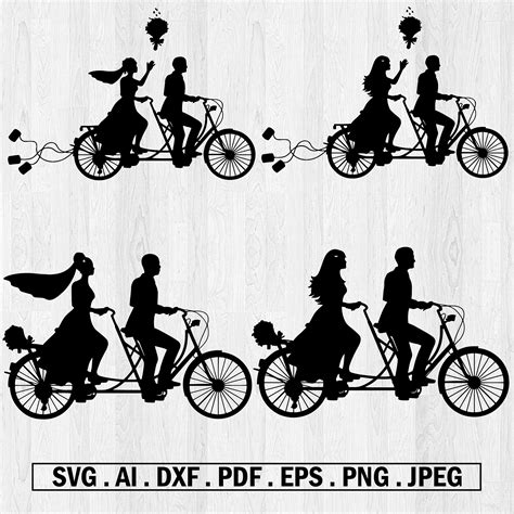 Download Free Wedding Tandem Bike Bride and Groom SVG. For Silhouette