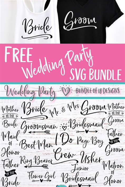 Download Free Wedding party SVG Bundle For Crafts