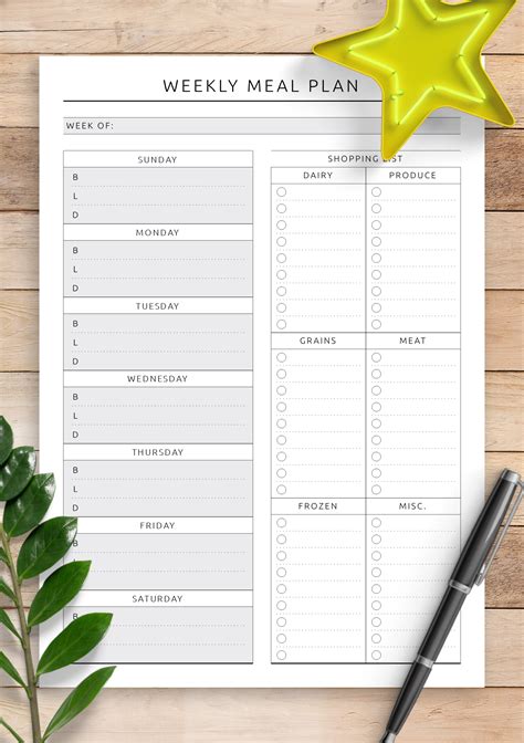 Download Free Weekly Meal Planner Printable PDF Files DXF Files