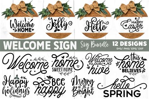 Download Free Welcome Sign SVG Bundle Commercial Use For Crafts