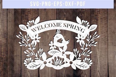 Download Free Welcome Spring Papercut Template, Spring Metal Design, SVG, DXF,
PDF Files