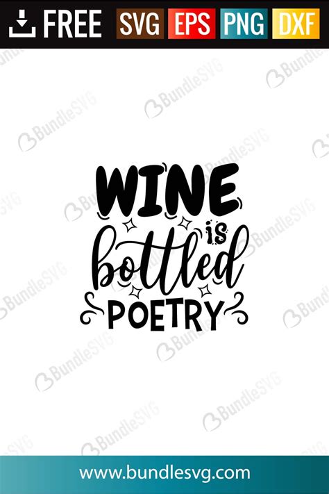 Download Free Wine Is Bottled Poetry SVG Cut File DXF Files