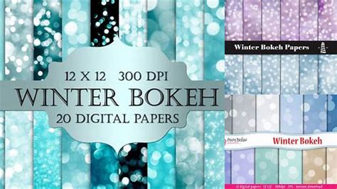 Download Free Winter Bokeh Digital Paper Files For Crafts