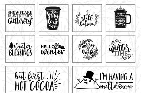 Download Free Winter Cozy Quote SVG Cut File Bundle Commercial Use DXF Files