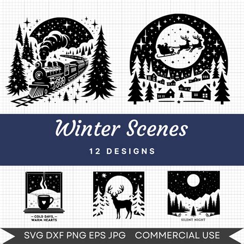 Download Free Winter Pleasures vector set DXF Files