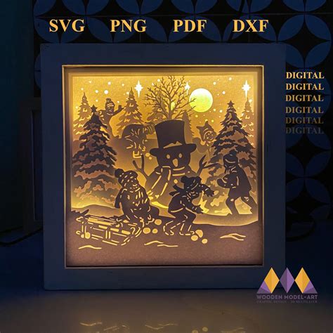 Download Free Winter Shadow Box SVG Commercial Use DXF Files