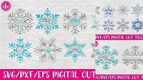 Download Free Winter Snowflake, Monogram - SVG, DXF, EPS Digital Cut Files Cut Files
