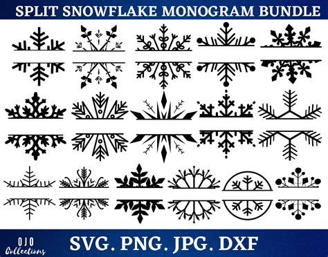 Download Free Winter Snowflake, Monogram - SVG, DXF, EPS Digital Cut Files Printable