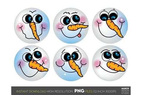 Download Free Winter Snowman Faces Bundle Commercial Use