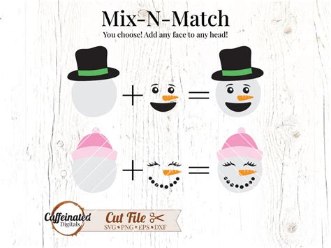 Download Free Winter Snowman Faces Bundle Commercial Use DXF Files