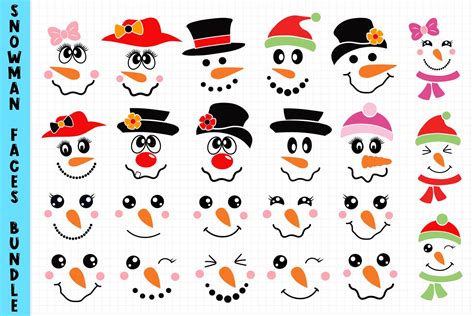 Download Free Winter Snowman Faces Bundle Files