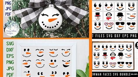 Download Free Winter Snowman Faces Bundle Files DXF Files