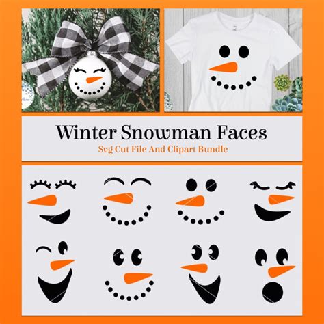 Download Free Winter Snowman Faces Bundle Images