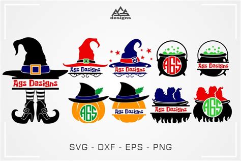 Download Free Witch Halloween Monogram Split Frame Svg Design For Crafts