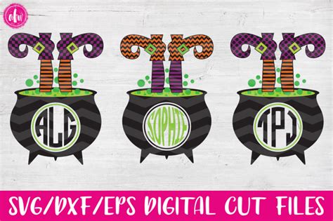 Download Free Witch Monogram Legs in Cauldron - SVG, DXF, EPS Cut File Files
