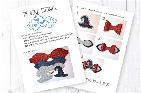 Download Free Witch hat Hair bow template SVG, DXF, PDF with DIY tutorial Printable