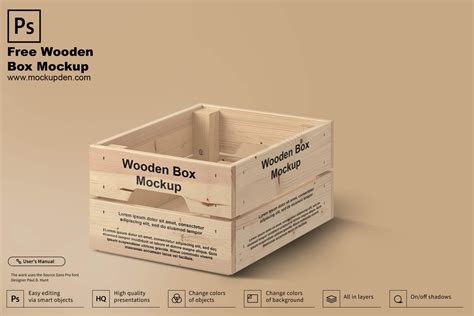 Download Free Wooden Box Mockup PSD Generator PSD Files