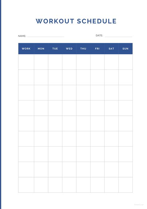 Free Workout Schedule Template