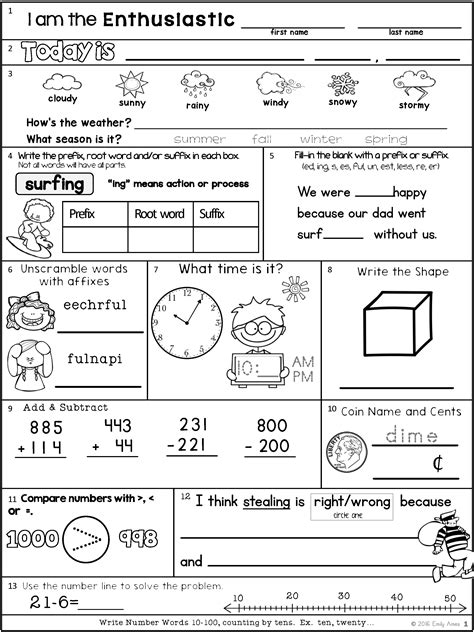 Free Worksheets For 2nd Grade