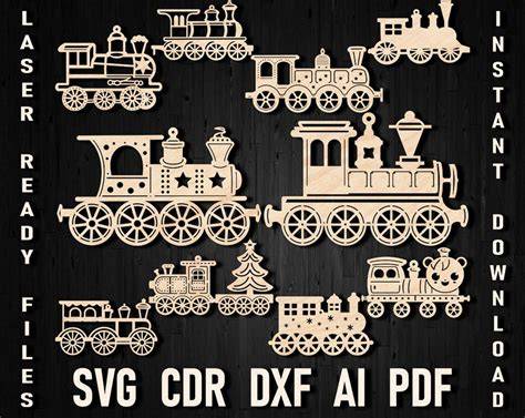 Download Free Xmas Train - SVG File, DXF File Silhouette For Crafts