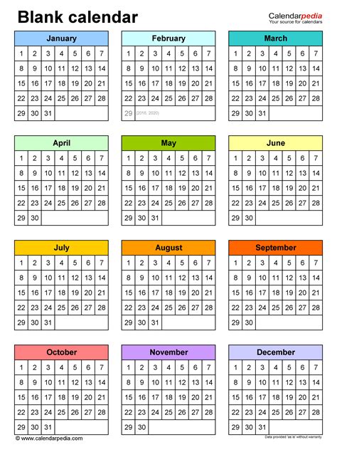 Free Year Calendar Printable