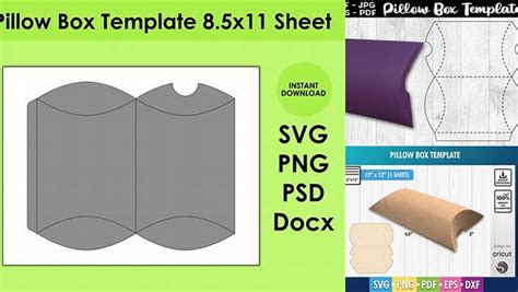 Download Free Yellow Printable Pillow Box DXF Files