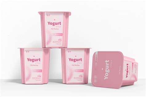 Download Free Yogurt 4-pack Mockup PSD Object Mockups