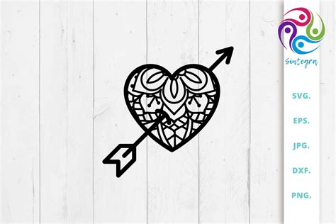 Download Free Zen Tangle Love Heart SVG File DXF Files