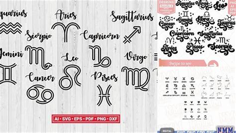 Download Free Zodiac Horoscope Stars Set Cut Files