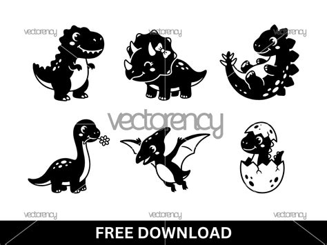 Download Free cute dinosaur simple vector illustration Cut Files