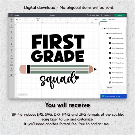Download Free first grade squad svg Easy Edite
