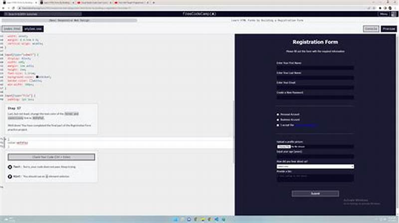 Freecodecamp Registration Form Step 57
