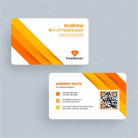 Freelancer business card or visiting card design in front and back view