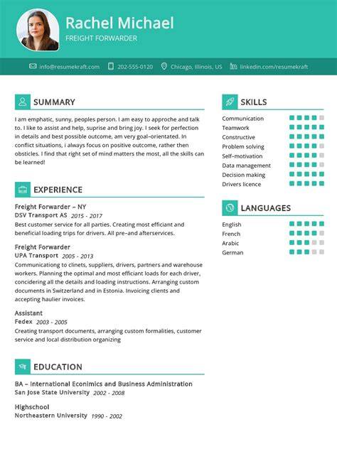 Freight Forwarder Resume Sample