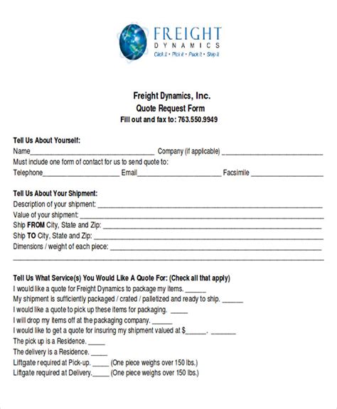 Freight Quote Request Template