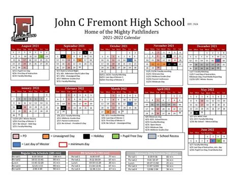 Fremont District Calendar