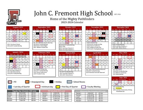 Fremont Unified Calendar