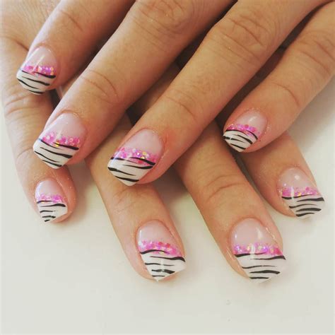 French Tip Nails With Design Summer Zebra Print